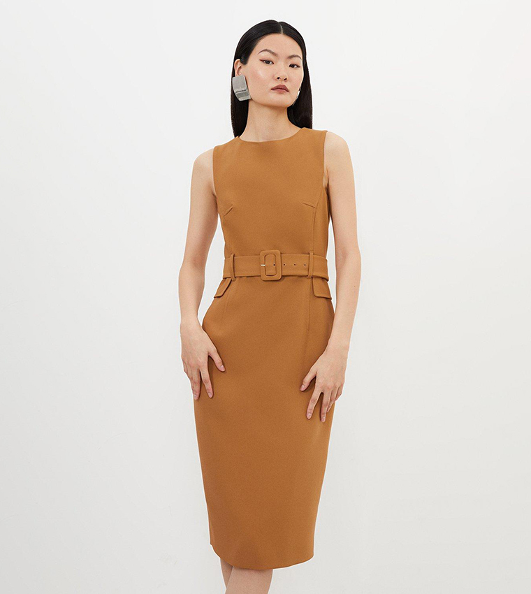Buy Karen Millen Outlet Compact Stretch Belted Tailored Midi