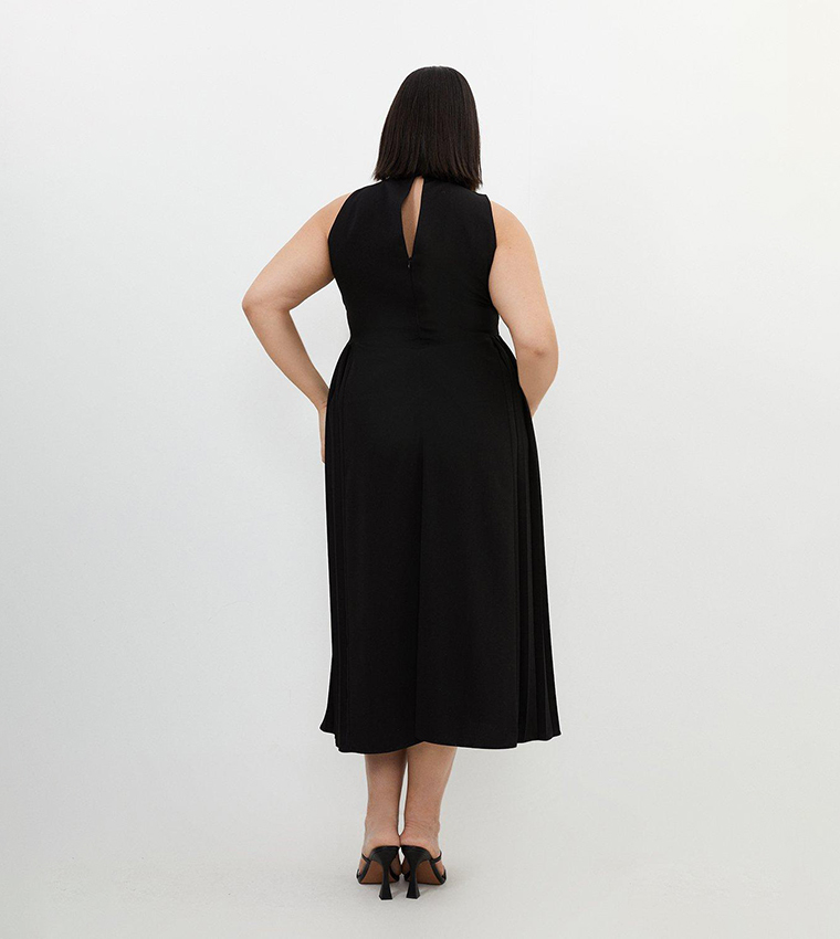 Plus Size Soft Tailored Pleated Panel Midaxi Dress