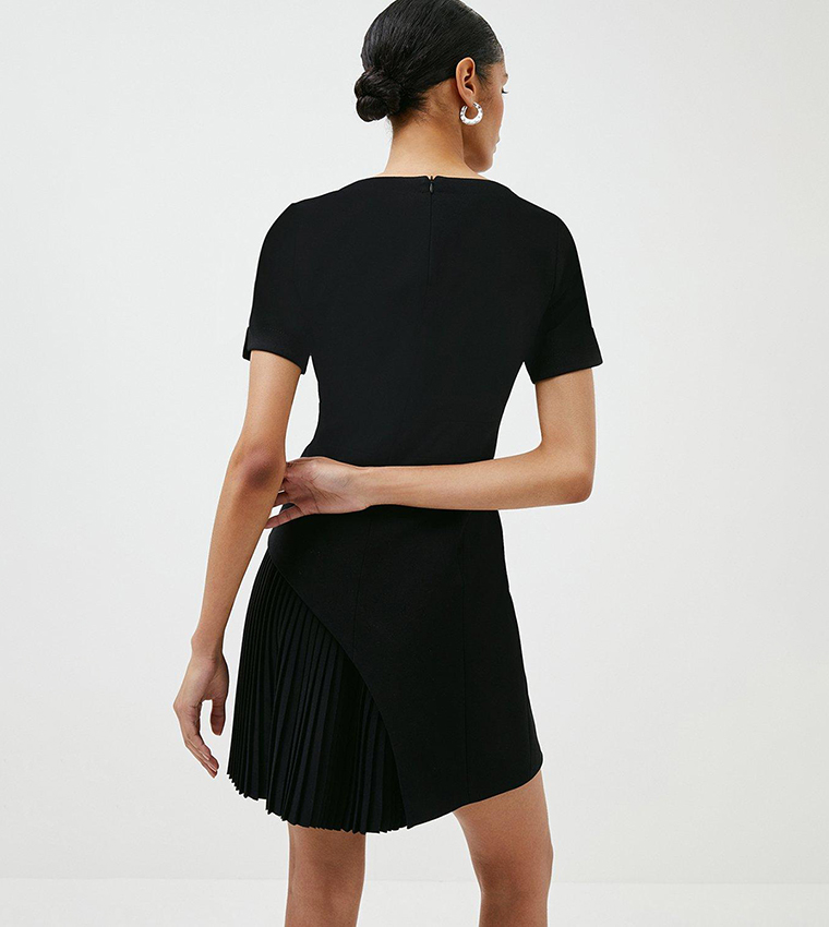 Petite Tailored Military Pleat Short Sleeves Mini Dress