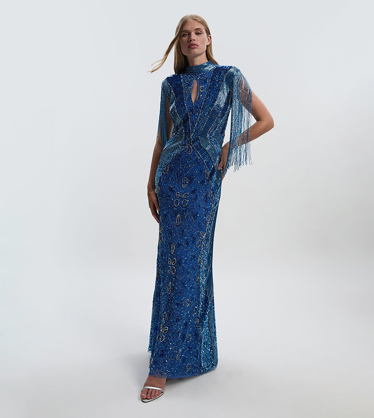 Buy Karen Millen Petite Premium Embellished Beaded Cap Sleeves