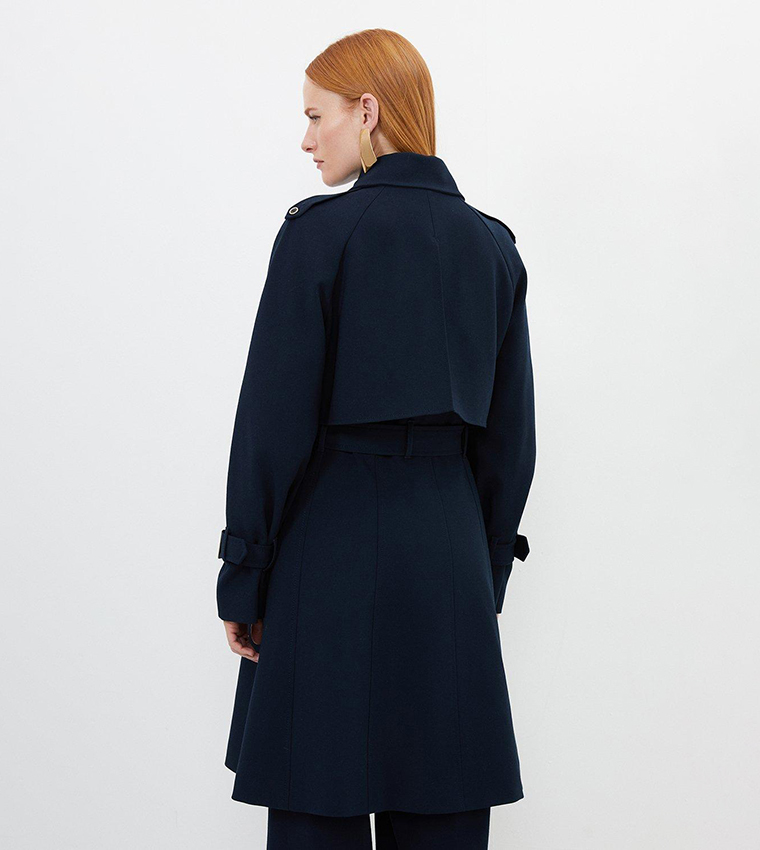 Buy Karen Millen Tailored Compact Stretch Full Skirt Belted Trench Coat In DARK NAVY 6thStreet Bahrain