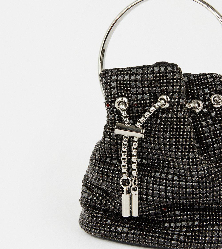 Rhinestone Bucket Hoop Clutch