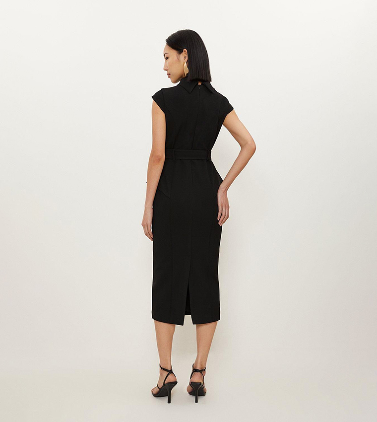 karen millen black peplum dress Karen Millen Soft Tailored Peplum Bandeau Tailored Maxi Dress in Black