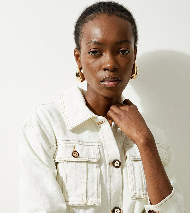 cream denim dress Self-Portrait Collared Mini this denim mini dress is a versatile and timeless addition to your collection. Karen Millen Cream Denim Dress
