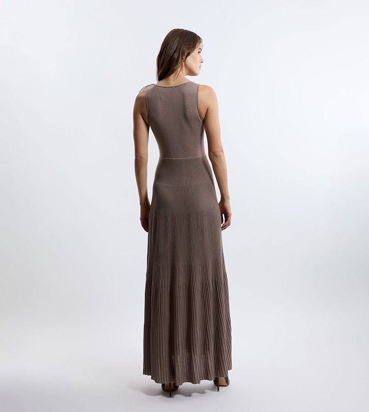 Buy Karen Millen Viscose Blend Knit Corsage Detail Maxi Dress In Grey |  6thstreet Qatar