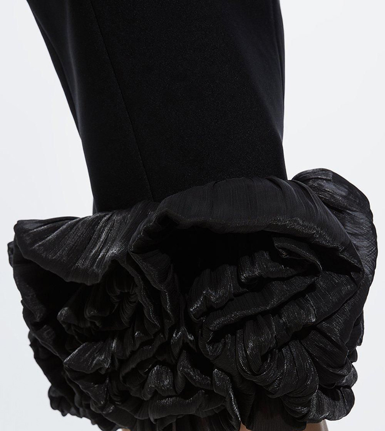 Figure Form Bandage Ruffle Hem Halter Knit Midi Dress
