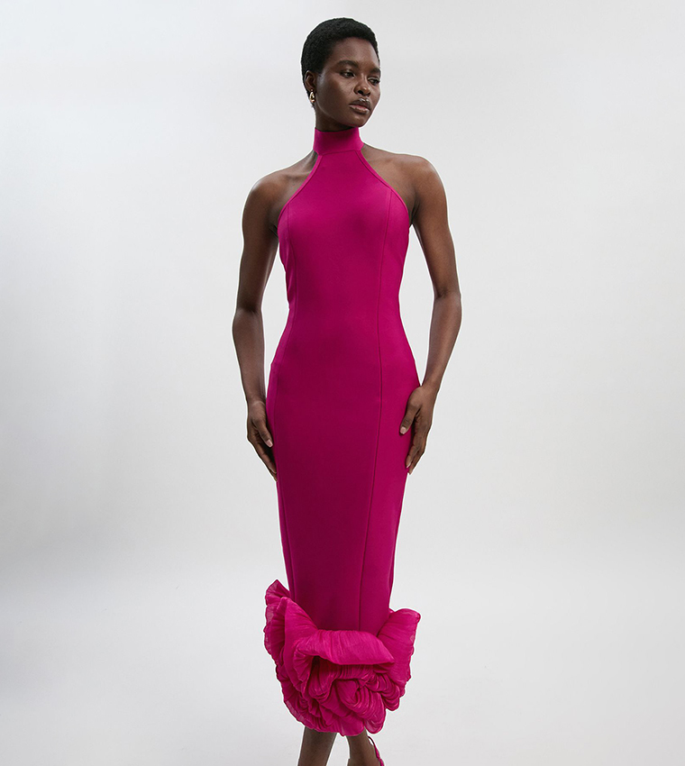 Buy Karen Millen Figure Form Bandage Ruffle Hem Halter Knit Midi