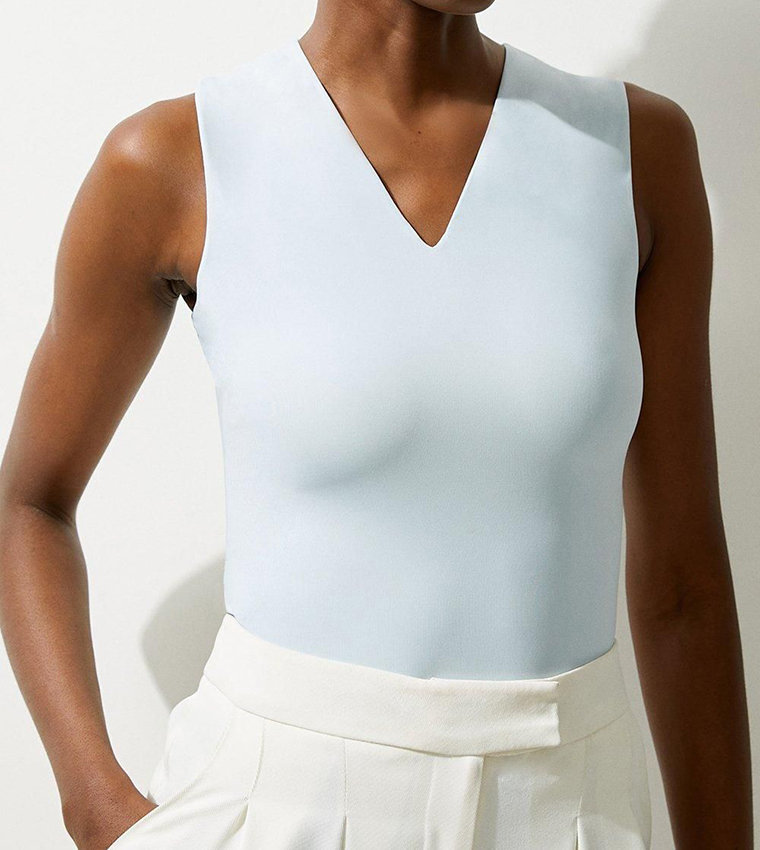 Contour Plunge Sleeveless Bodysuit Top