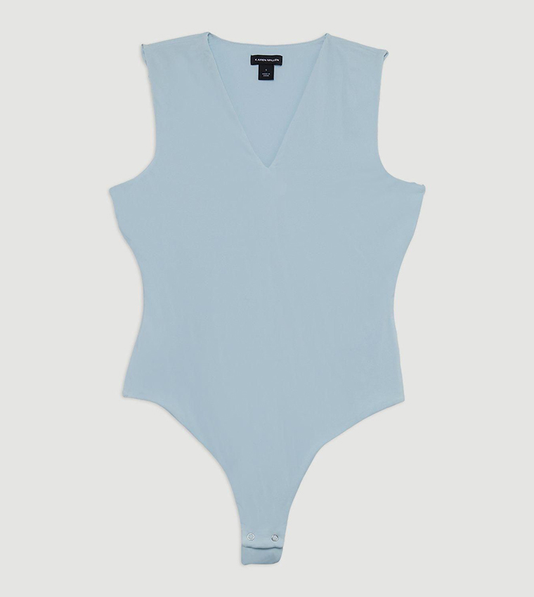 Contour Plunge Sleeveless Bodysuit Top