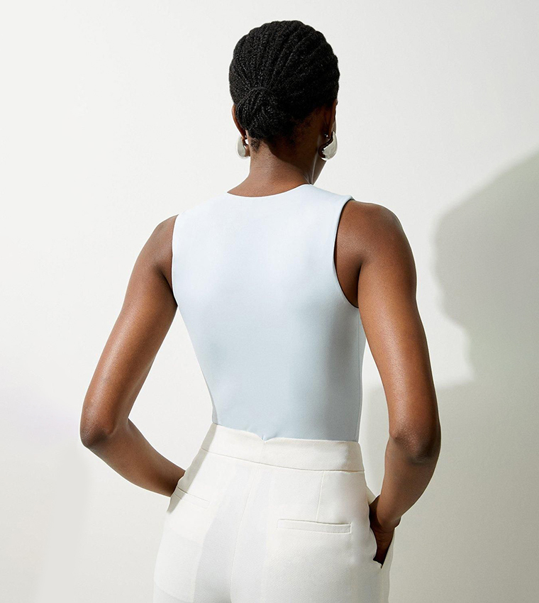 Contour Plunge Sleeveless Bodysuit Top