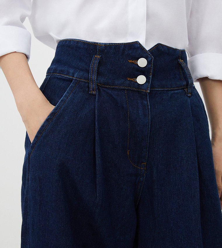 Petite Washed Wide Leg Jeans