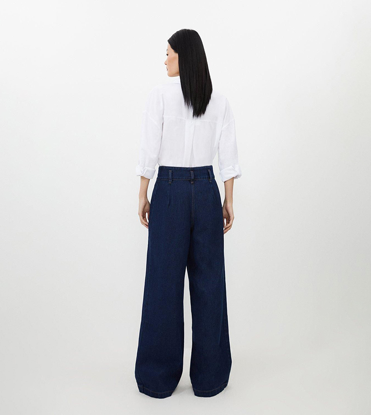 Petite Washed Wide Leg Jeans