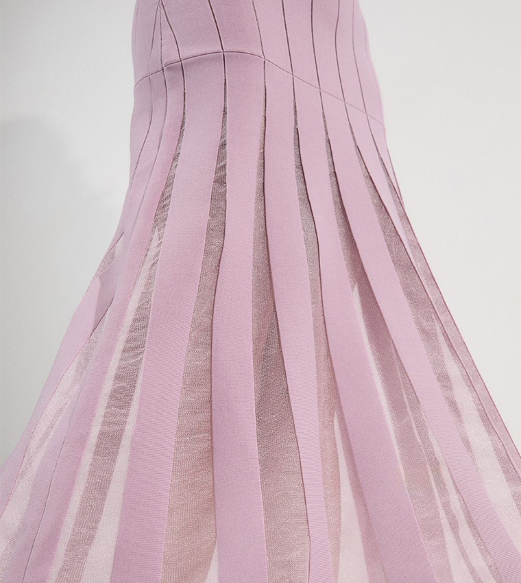 Viscose Blend Filament Full Skirt Knit Midi Dress