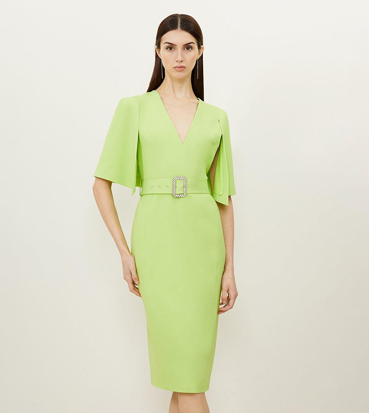 Buy Karen Millen Compact Stretch Viscose Cape Pencil Midi Dress In Green |  6thstreet Saudi Arabia