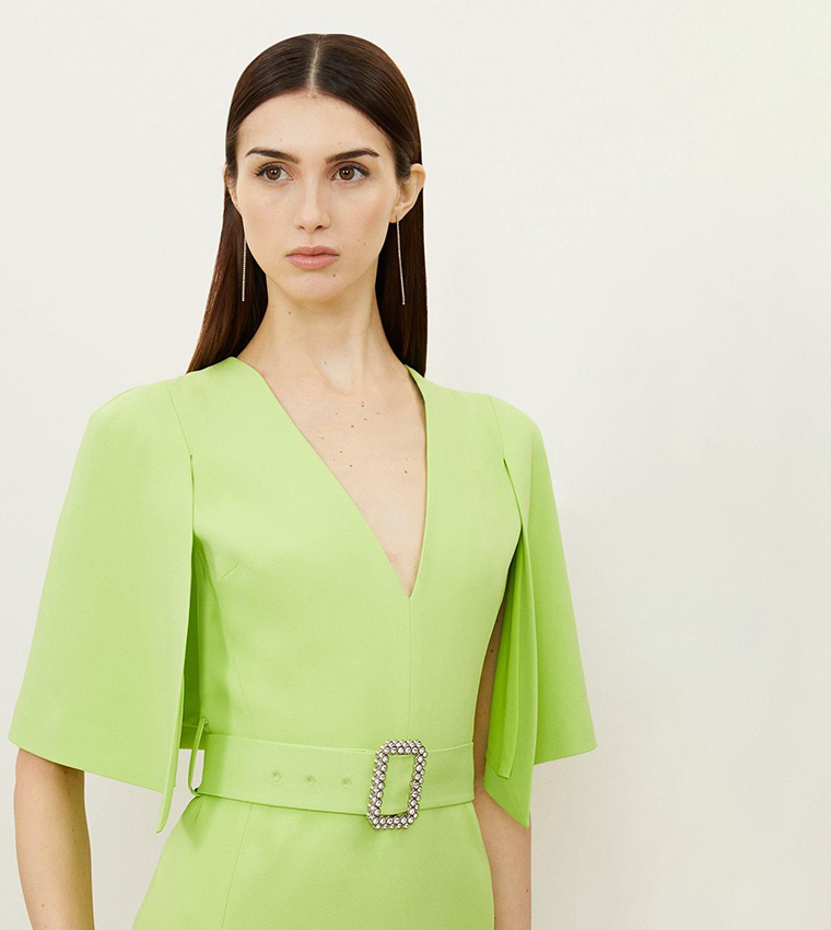 Buy Karen Millen Compact Stretch Viscose Cape Pencil Midi Dress In Green |  6thstreet Saudi Arabia
