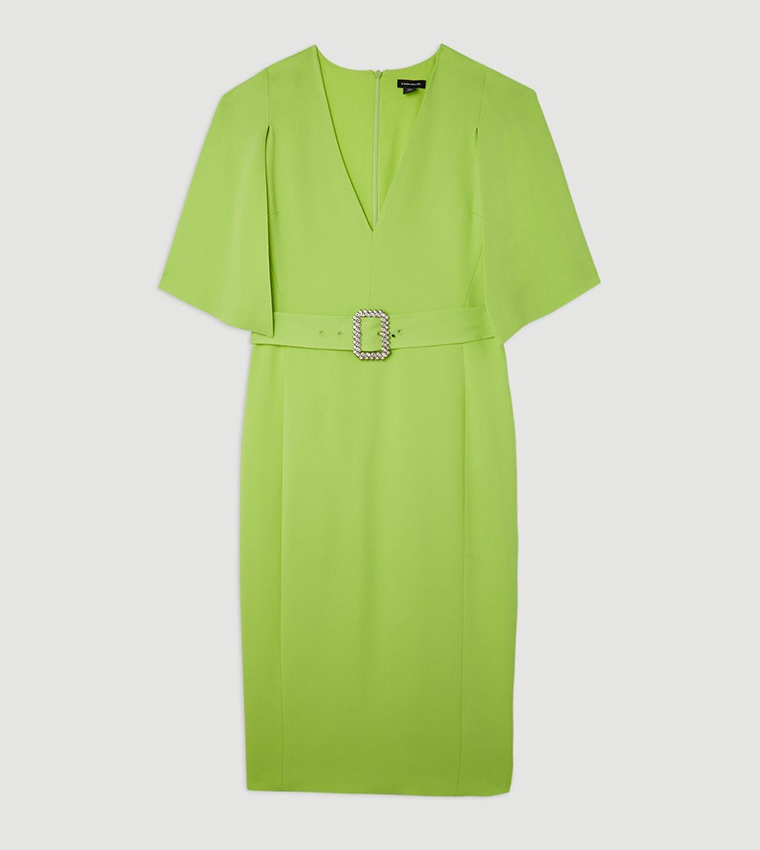 Buy Karen Millen Compact Stretch Viscose Cape Pencil Midi Dress In Green |  6thstreet Saudi Arabia
