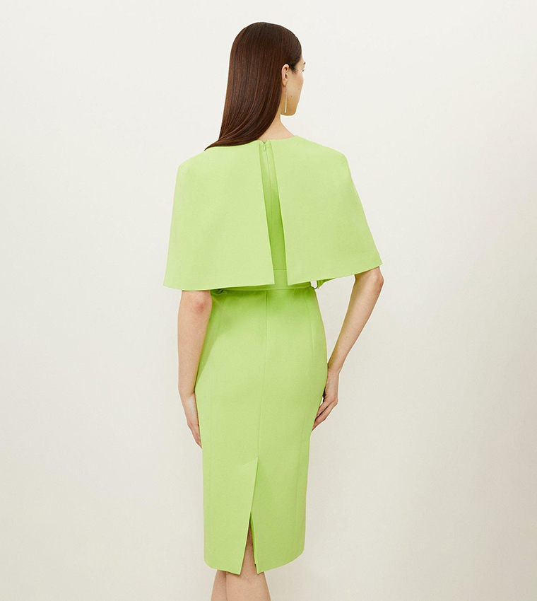 Buy Karen Millen Compact Stretch Viscose Cape Pencil Midi Dress In Green |  6thstreet Saudi Arabia
