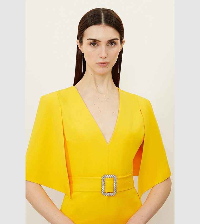 Buy Karen Millen Compact Stretch Viscose Cape Pencil Midi