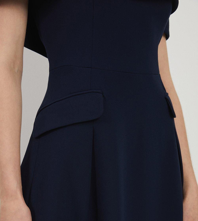 Lydia Millen Compact Stretch Bardot Full Skirt Tailored Midaxi Dress