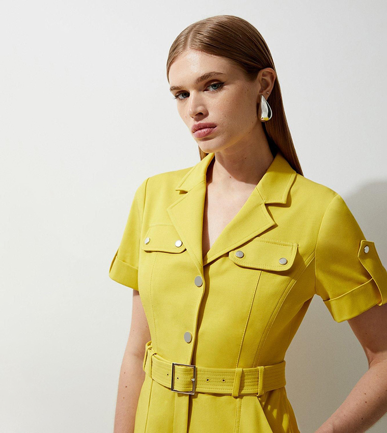 Tailored Cotton Stretch Belted Playsuit