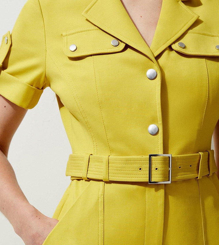 Tailored Cotton Stretch Belted Playsuit
