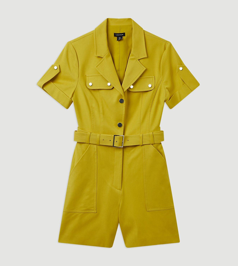 Tailored Cotton Stretch Belted Playsuit