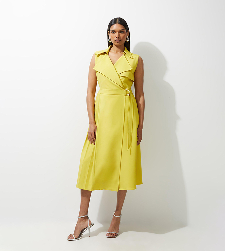 Karen millen yellow midi dress 2025