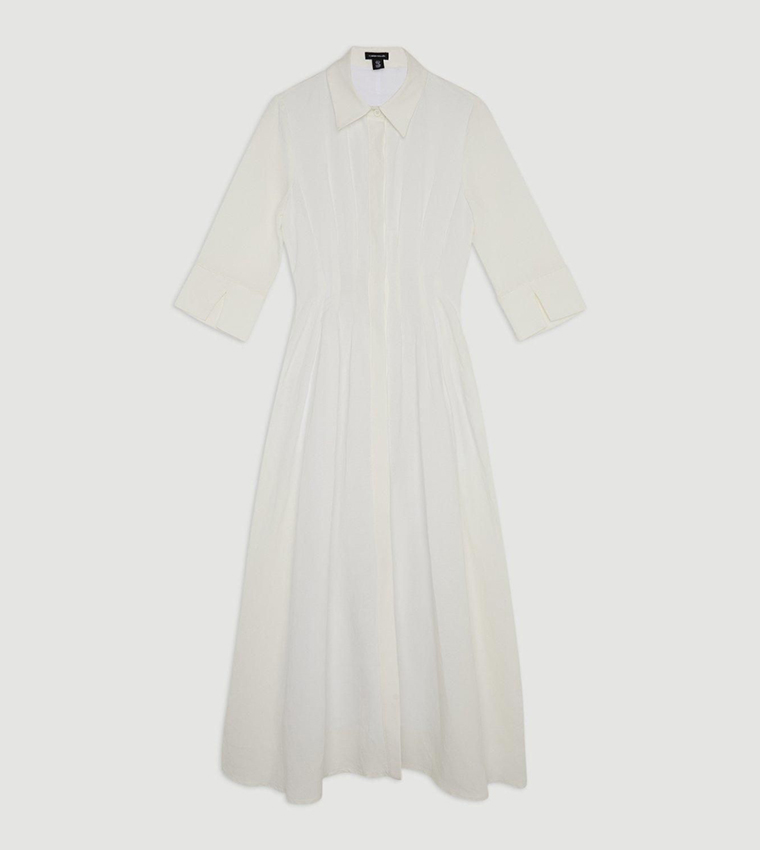 Lydia Millen Premium Tailored Linen Darted Waist Midi Dress