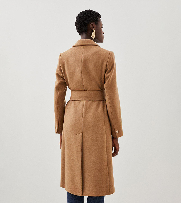 Petite Tailored Belted Long Coat