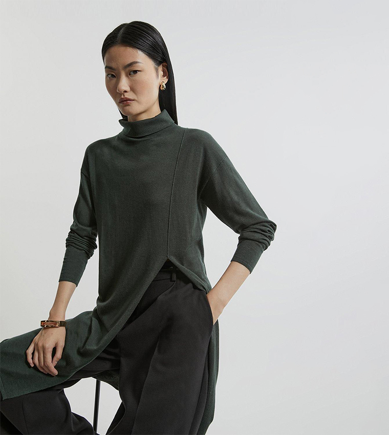 Buy Karen Millen Tall Cashmere Blend Deep Slip Longline Knit Top