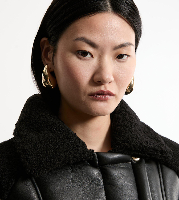 Faux Fur Aviator Crop Jacket