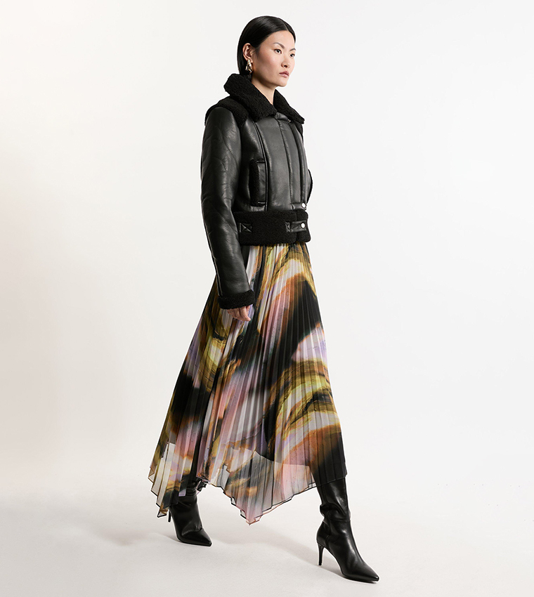 Faux Fur Aviator Crop Jacket