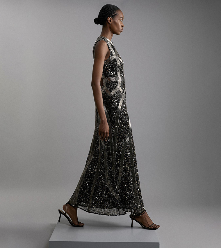 Karen Millen::ミディドレス:UK12[RESALE] Rent Buy Karen Millen Structured Crepe Sweetheart Neck Split