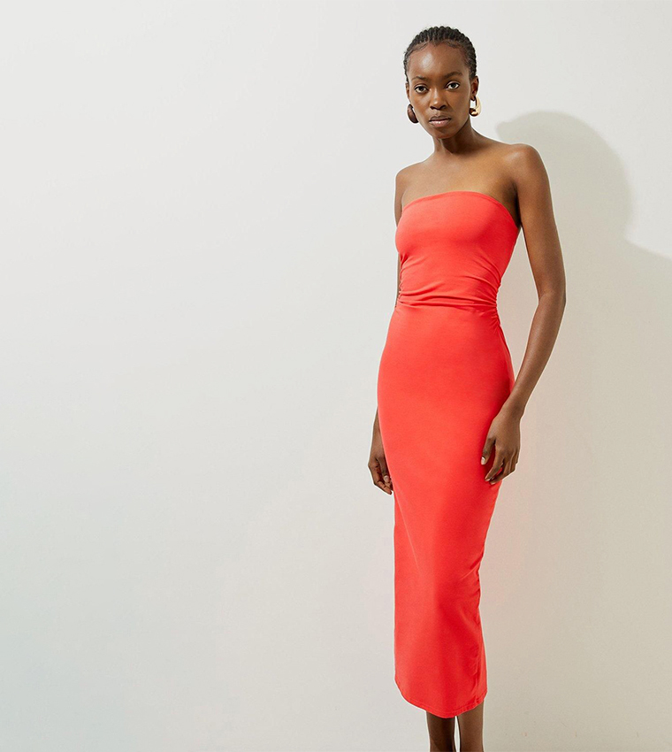 Buy Karen Millen Stretch Jersey Bandeau Maxi Dress In Red | 6thStreet Oman