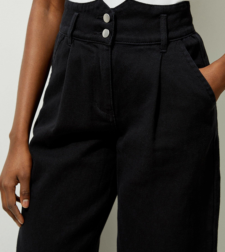 Solid Wide Leg Jeans