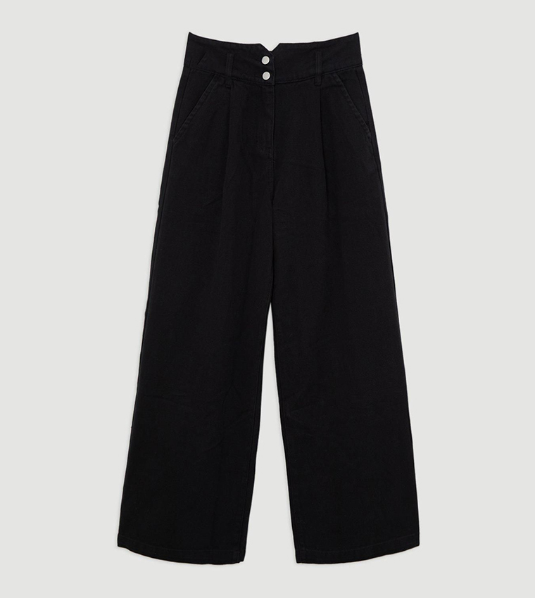 Solid Wide Leg Jeans