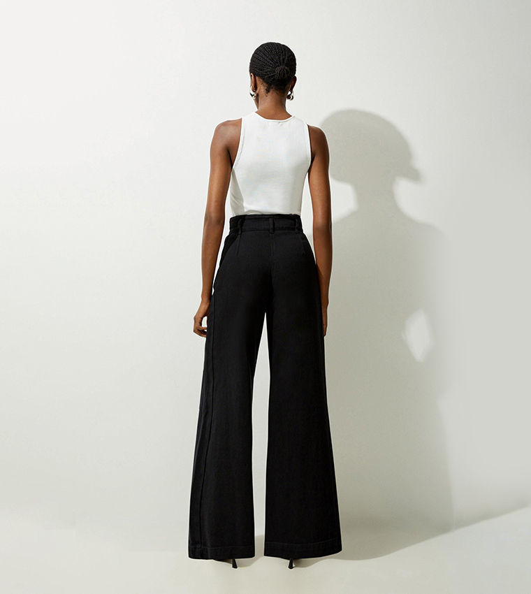 Solid Wide Leg Jeans