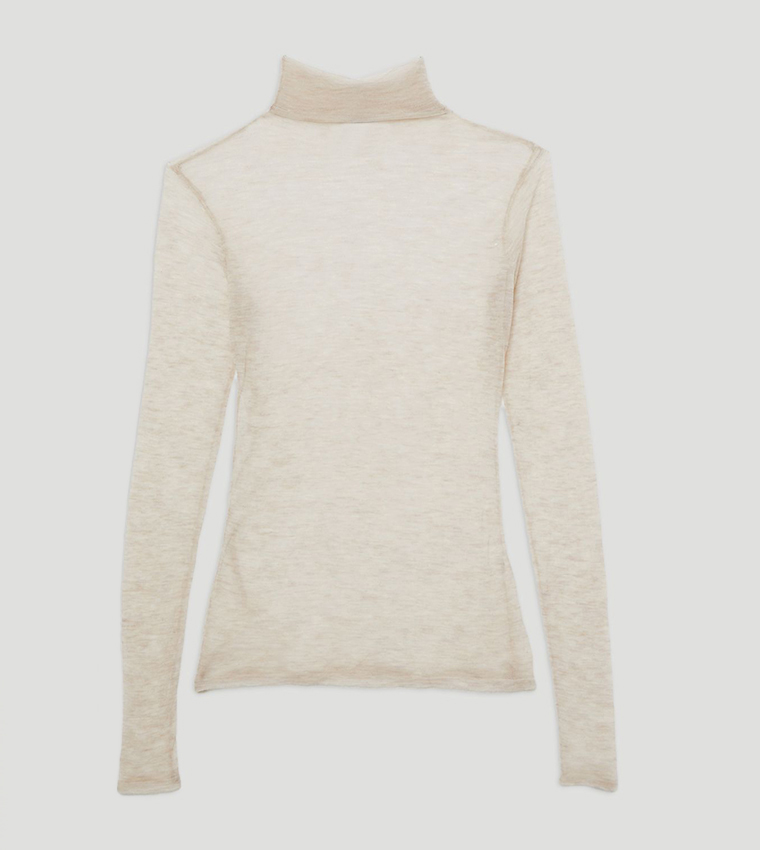 Wool Sheer Turtleneck Sweater