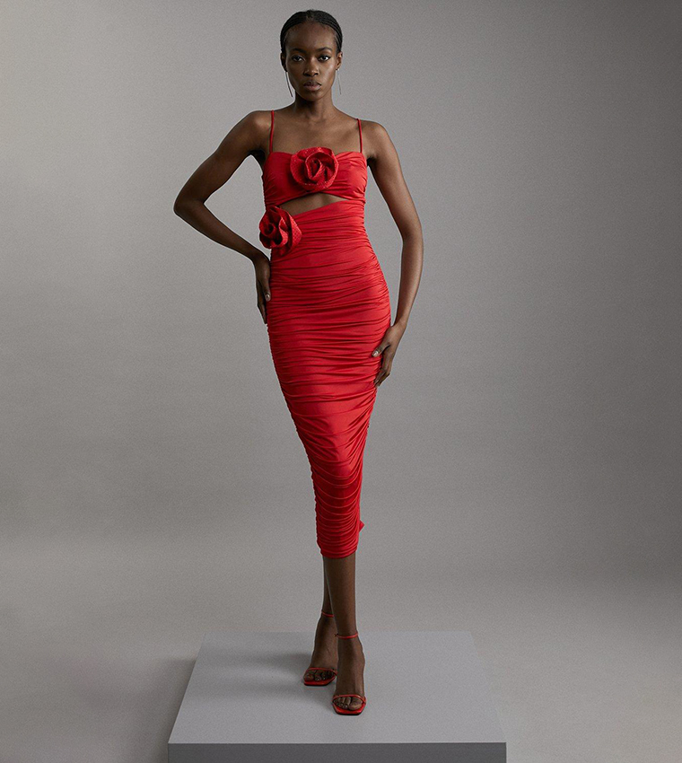 karen millen bodycon dress Black Backless Maxi Dress | Boat Neck Bodycon Evening Gown main image 1