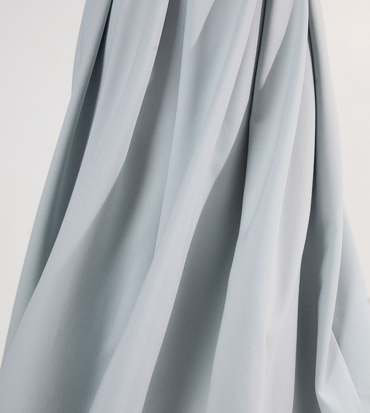 Compact Stretch Square Neck Full Skirted Midi Dress
