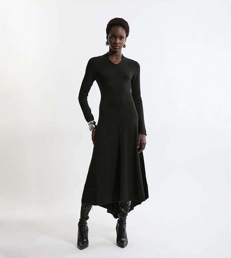 karen millen black knitted dress Black Lightweight Stitch Detail Knitted Dress