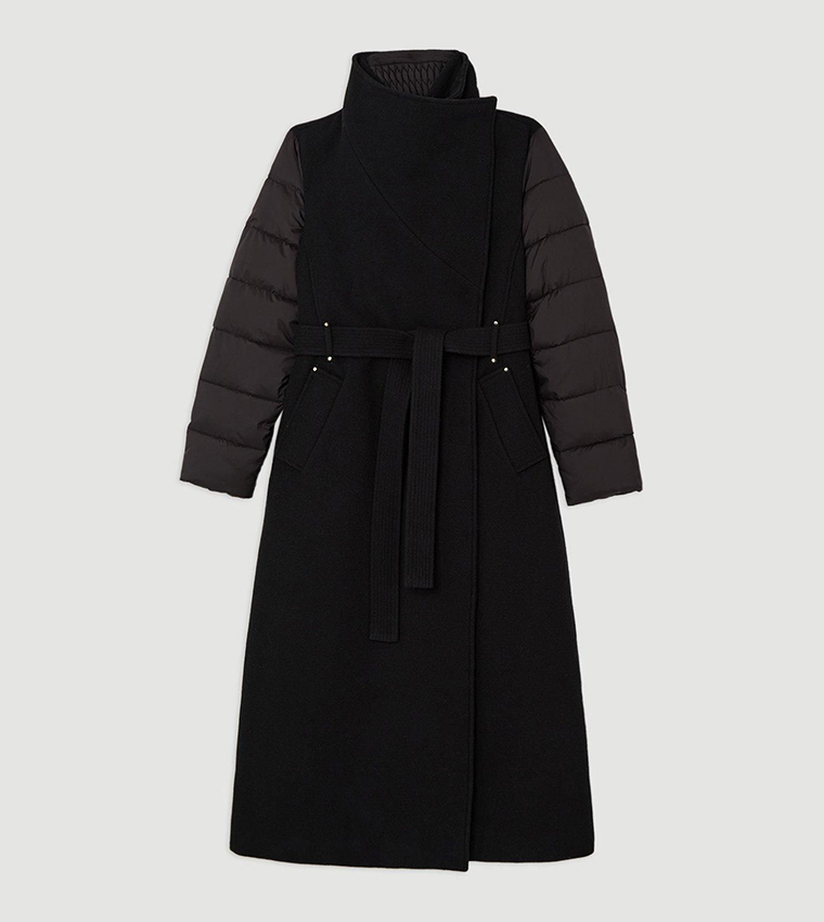 Hybrid Puffer Belted Midi Coat