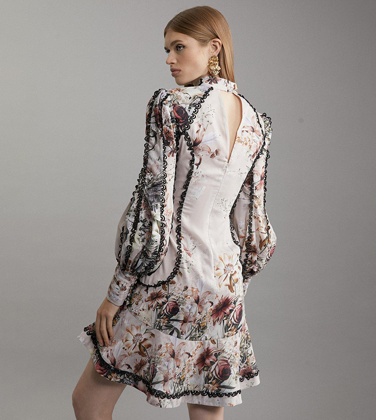 slim fit dress slacks Lucia Backless Mini Dress With Flower Detail | Jaded London main image 0