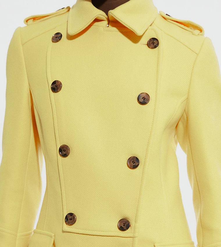 Buy Karen Millen Petite Military Midi Coat In Yellow 6thStreet