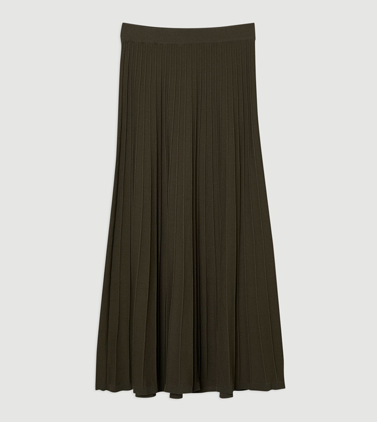 High Waist Textured Knit Full Maxi Skirt