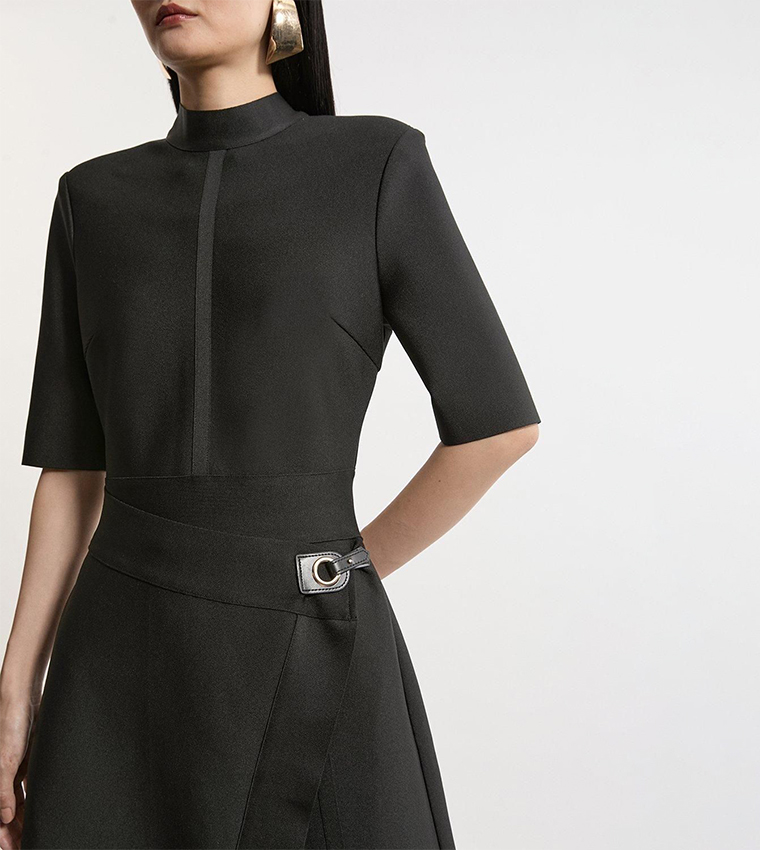 Figure Form Bandage Asymmetric Knit Midi Dress
