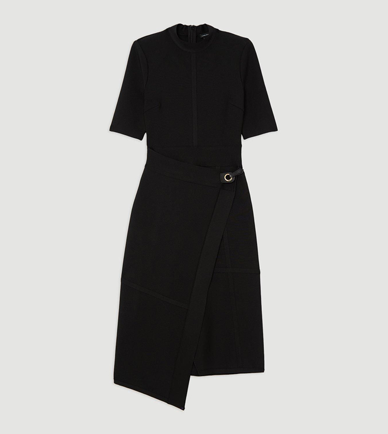 Figure Form Bandage Asymmetric Knit Midi Dress