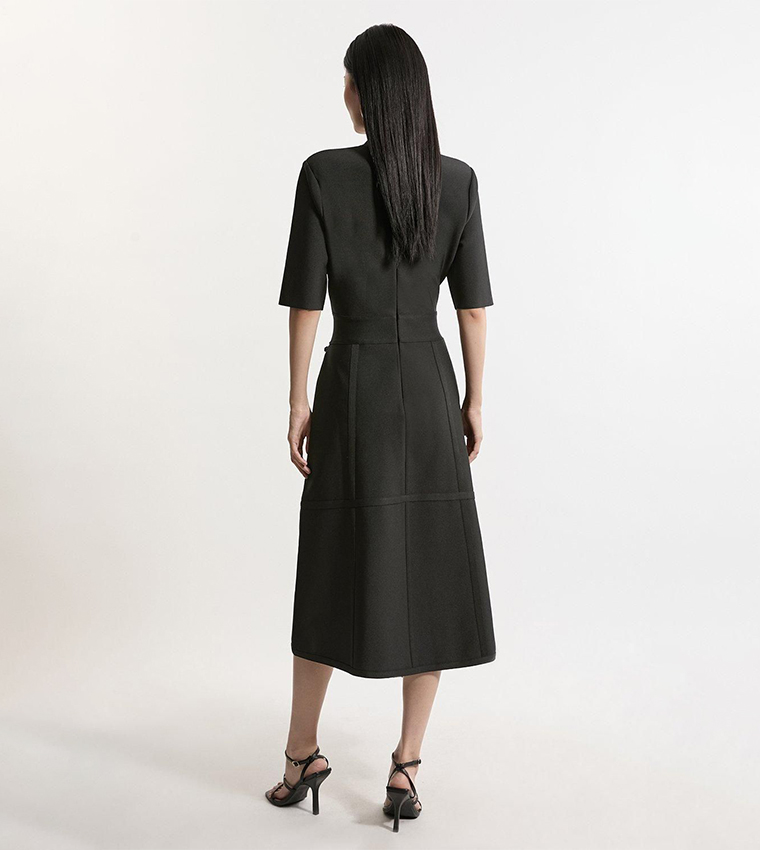 Figure Form Bandage Asymmetric Knit Midi Dress