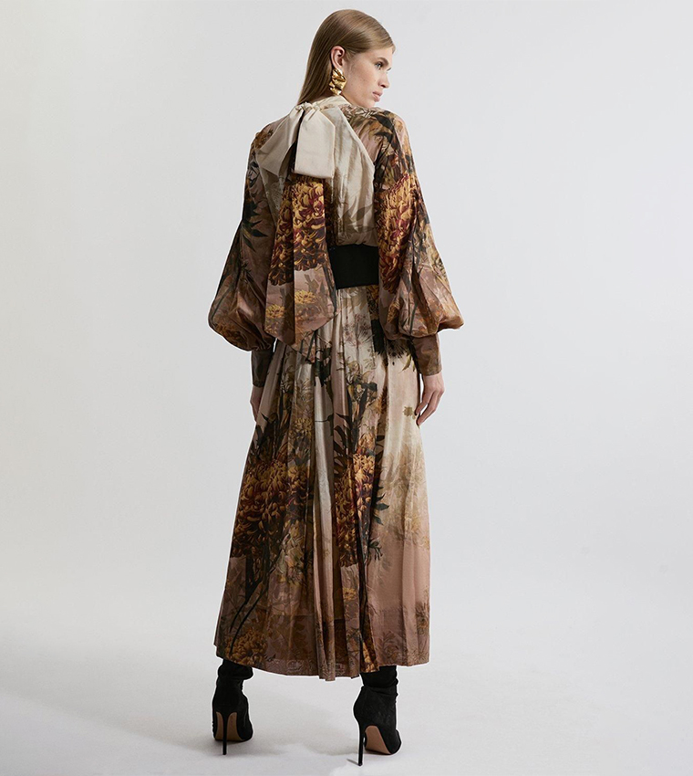 Lydia Millen Petite Silk Border Print Belted Maxi Dress