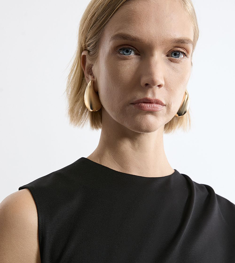 Petite Tailored Ponte Asymmetric Drape Top